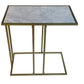 26" White and Antiqued Gold Marble and Iron End Table