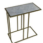 26" White and Antiqued Gold Marble and Iron Frame End Table