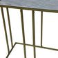 26" White and Antiqued Gold Marble and Iron End Table