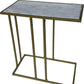 26" White and Antiqued Gold Marble and Iron End Table