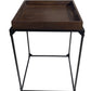 29" Dark Brown and Black Solid Wood and Iron Square Frame End Table