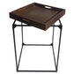 29" Dark Brown and Black Solid Wood and Iron Square Frame End Table