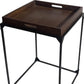 29" Dark Brown and Black Solid Wood and Iron Square Frame End Table