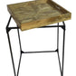 29" Natural and Black Solid Wood and Iron Square Frame End Table