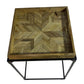 29" Natural and Black Solid Wood and Iron Square Frame End Table
