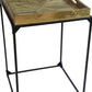 29" Natural and Black Solid Wood and Iron Square Frame End Table