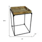 29" Natural and Black Solid Wood and Iron Square Frame End Table