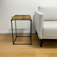 29" Natural and Black Solid Wood and Iron Square Frame End Table