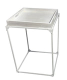 29" White Solid Wood and Iron Square Tray Style End Table