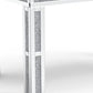 31" Silver Mirrored Glass And Faux Crystal Dining Table