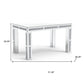 31" Silver Mirrored Glass And Faux Crystal Dining Table