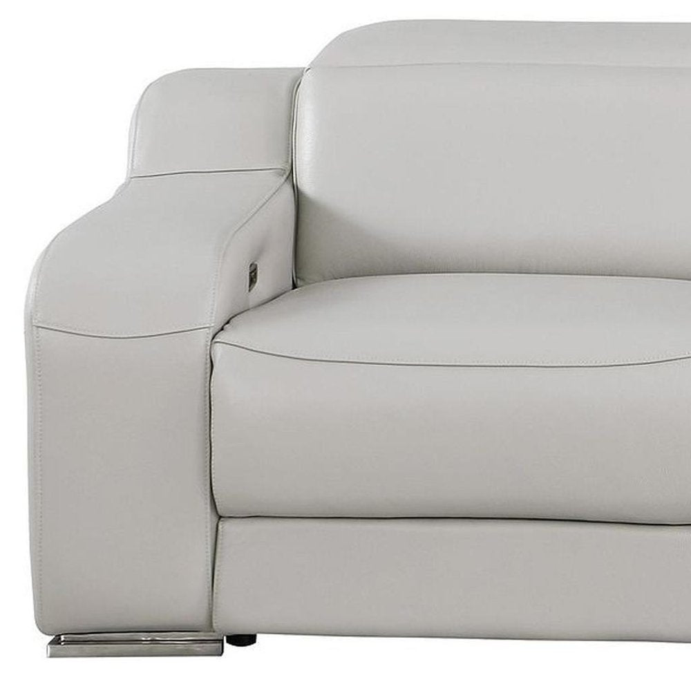 103" Dark Gray Italian Leather Reclining USB Sofa