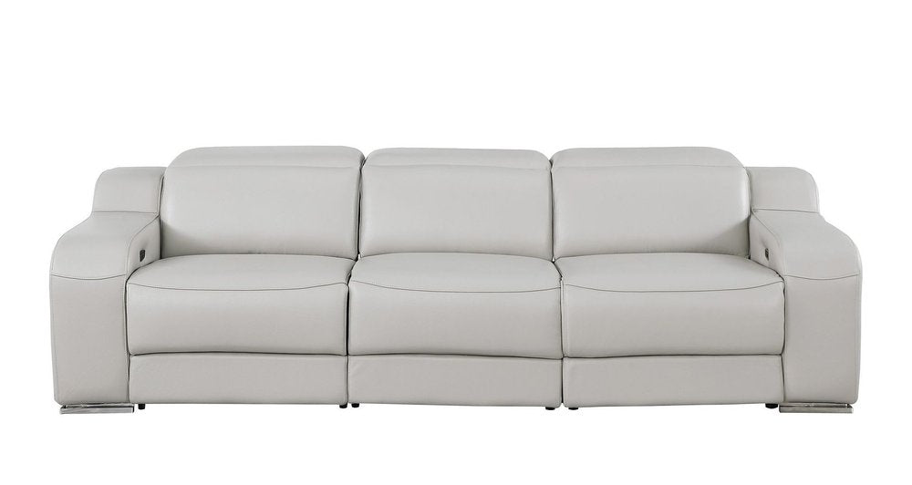 103" Dark Gray Italian Leather Reclining USB Sofa