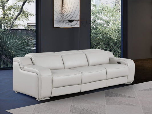 103" Dark Gray Italian Leather Reclining USB Sofa
