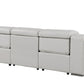 103" Light Gray Italian Leather Reclining USB Sofa