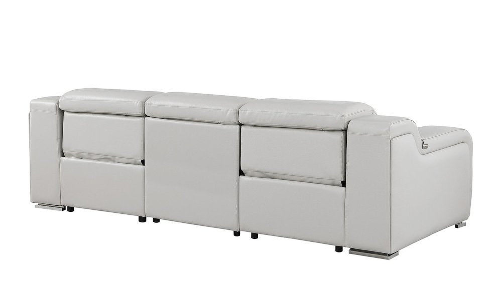 103" Dark Gray Italian Leather Reclining USB Sofa