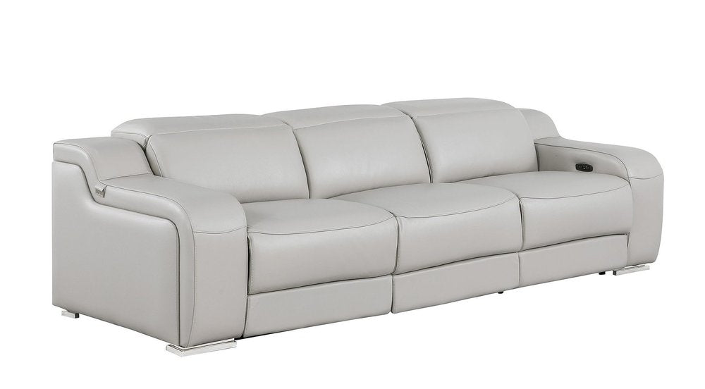 103" Dark Gray Italian Leather Reclining USB Sofa