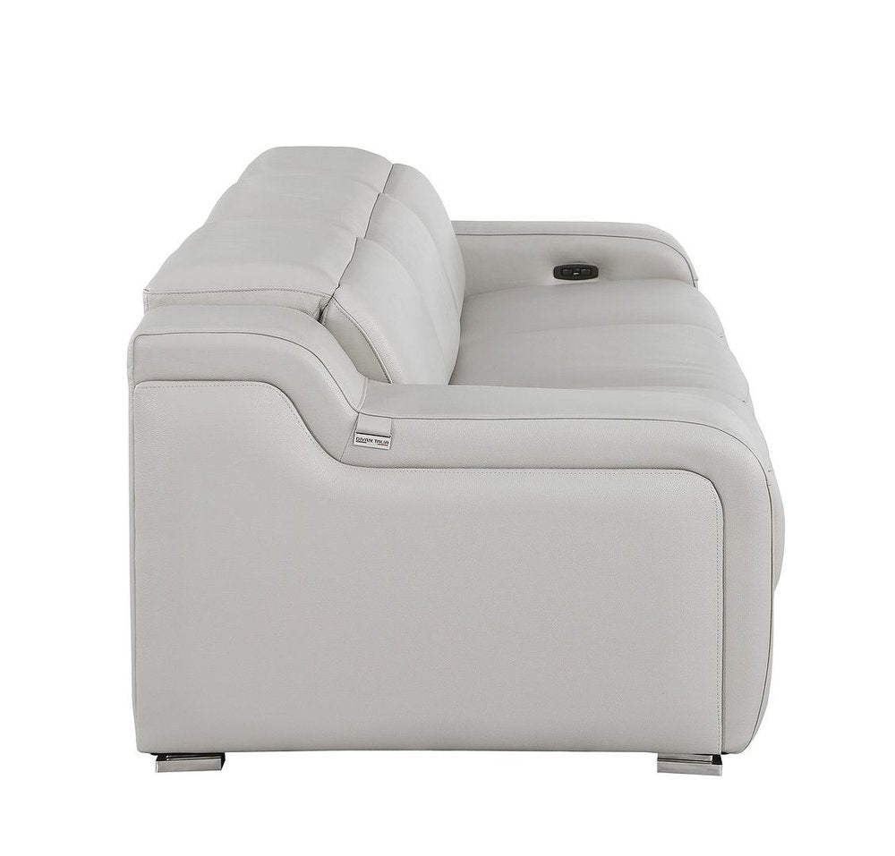 103" Dark Gray Italian Leather Reclining USB Sofa