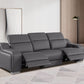 103" Light Gray Italian Leather Reclining USB Sofa