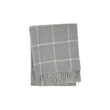 50" X 67" Light Gray And White Cotton Blend Woven Plaid Throw Blanket with Fringe