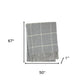 50" X 67" Light Gray And White Cotton Blend Woven Plaid Throw Blanket with Fringe