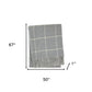 50" X 67" Light Gray And White Cotton Blend Woven Plaid Throw Blanket with Fringe