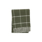 50" X 67" Olive Green And White Cotton Blend Woven Plaid Throw Blanket with Fringe