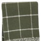 50" X 67" Olive Green And White Cotton Blend Woven Plaid Throw Blanket with Fringe