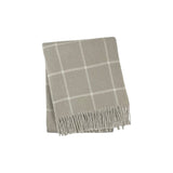 50" X 67" Sand And White Cotton Blend Woven Plaid Throw Blanket with Fringe