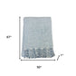 50" X 67" Cream And Denim Blue Cotton Blend Woven Plaid Throw Blanket with Fringe