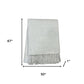 50" X 67" Cream And Light Gray Cotton Blend Woven Plaid Throw Blanket with Fringe