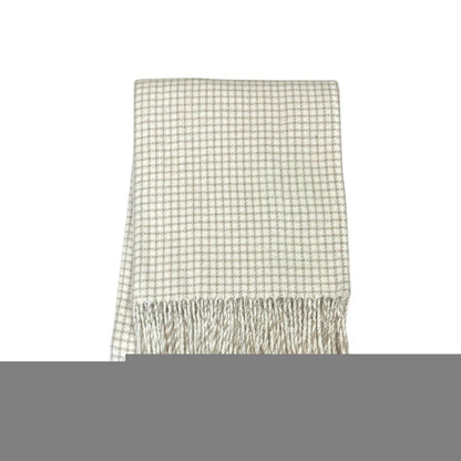 50" X 67" Cream And Sand Cotton Blend Woven Plaid Throw Blanket with Fringe