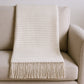 50" X 67" Cream And Sand Cotton Blend Woven Plaid Throw Blanket with Fringe