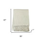 50" X 67" Cream And Sand Cotton Blend Woven Plaid Throw Blanket with Fringe