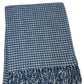 50" X 67" Denim Blue And Cream Cotton Blend Woven Plaid Throw Blanket with Fringe