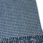 50" X 67" Denim Blue And Cream Cotton Blend Woven Plaid Throw Blanket with Fringe