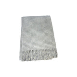 50" X 67" Light Gray And Cream Cotton Blend Woven Plaid Throw Blanket with Fringe