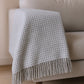50" X 67" Light Gray And Cream Cotton Blend Woven Plaid Throw Blanket with Fringe