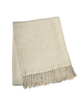 50" X 67" Cream Cotton Blend Woven Throw Blanket with Fringe