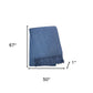 50" X 67" Denim Blue Cotton Blend Woven Throw Blanket with Fringe
