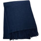 50" X 67" Navy Blue Cotton Blend Woven Throw Blanket with Fringe