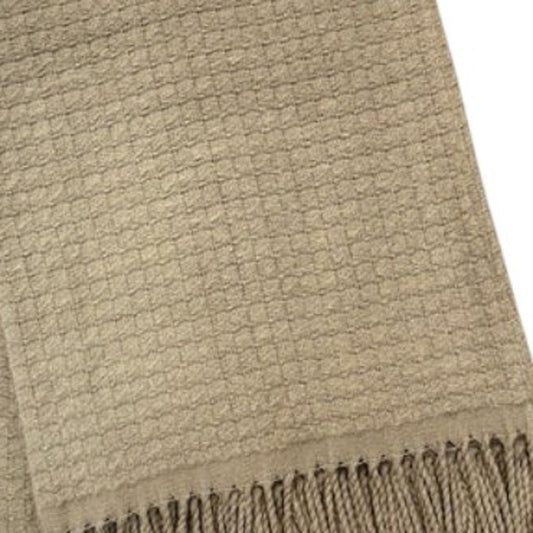 50" X 67" Sand Cotton Blend Woven Throw Blanket with Fringe