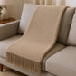 50" X 67" Sand Cotton Blend Woven Throw Blanket with Fringe
