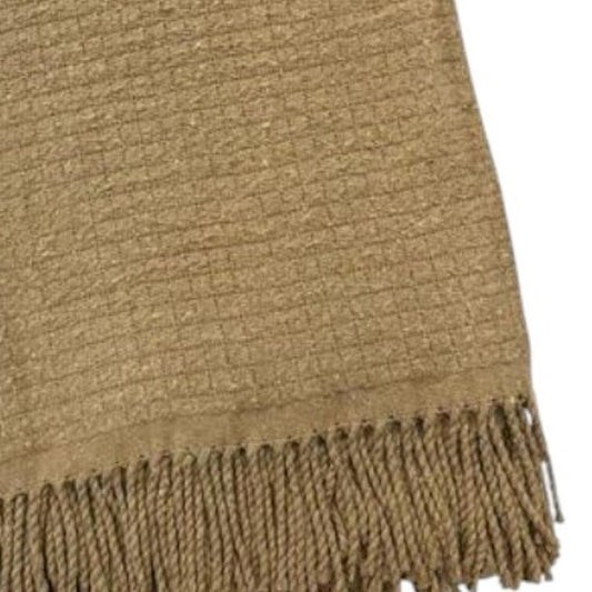 50" X 67" Stone Cotton Blend Woven Throw Blanket with Fringe