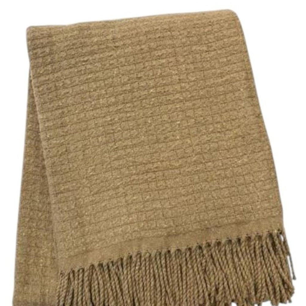 50" X 67" Stone Cotton Blend Woven Throw Blanket with Fringe