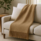 50" X 67" Stone Cotton Blend Woven Throw Blanket with Fringe