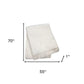 55" X 70" Cream Cotton Blend Waffle Weave Throw Blanket with Fringe