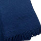 55" X 70" Navy Blue Cotton Blend Waffle Weave Throw Blanket with Fringe