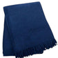 55" X 70" Navy Blue Cotton Blend Waffle Weave Throw Blanket with Fringe
