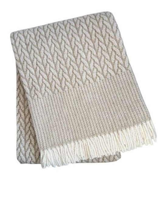 55" X 70" Cinnamon Cotton Blend Woven Plush Throw Blanket with Fringe